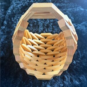 Wooden Woven Basket with Handle